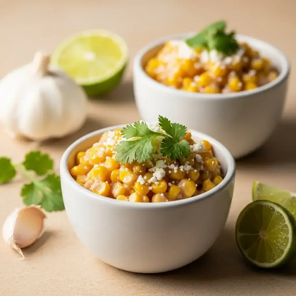 Um gostinho das ruas: milho cremoso com alho do México (Esquites)
