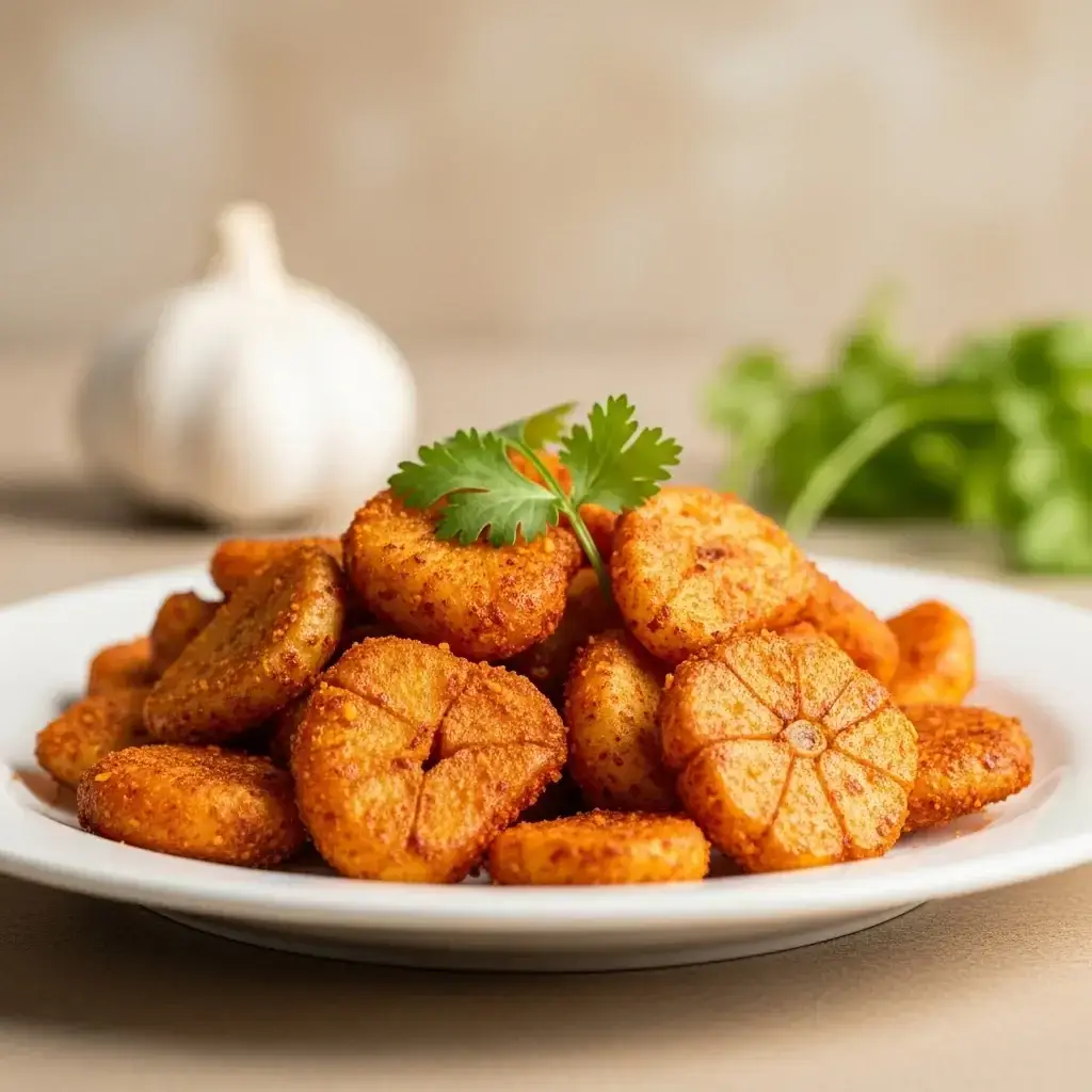 Knusprig gebratener Knoblauch (Lasun Fry)