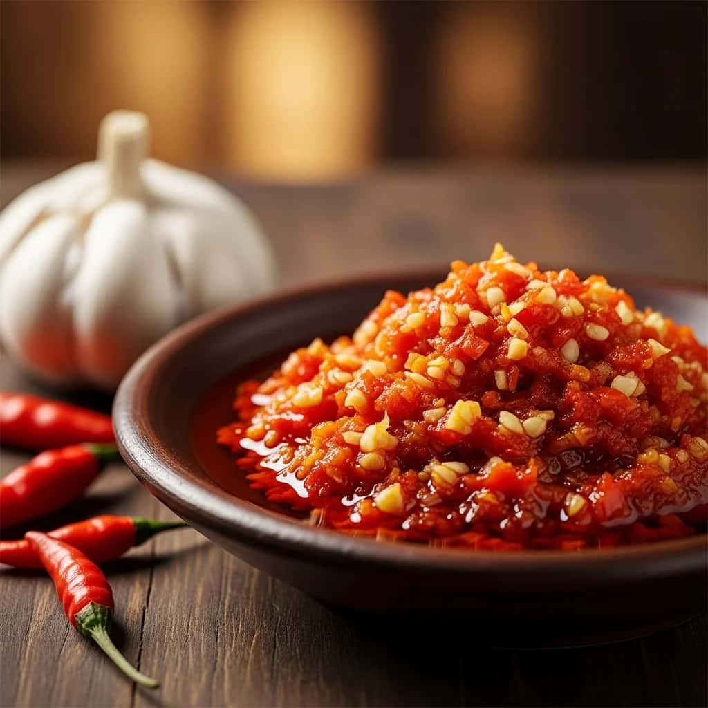 Sambal de alho indonésio ardente (Sambal Bawang)