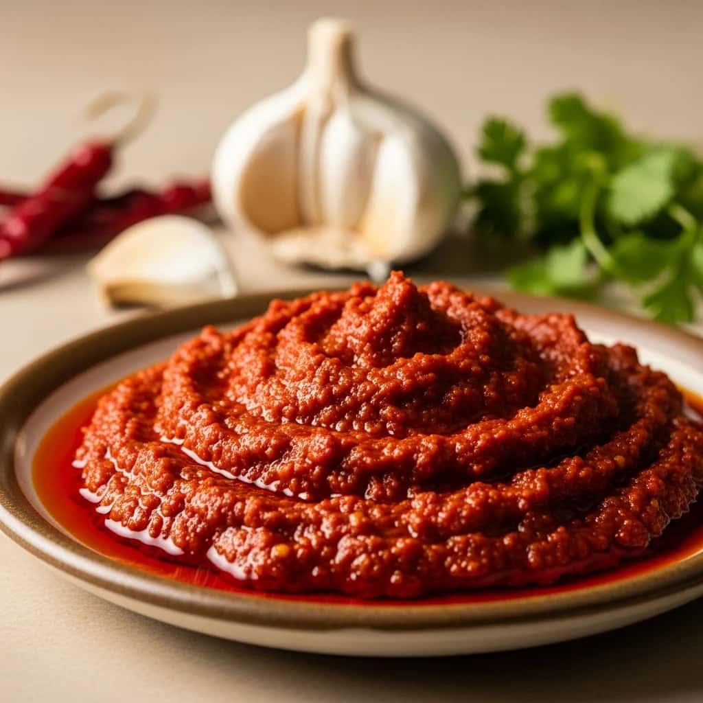 Aus Rajasthans Wüstenherz: Ein feuriges, feuchtes Knoblauch-Chutney (Lehsun ki Chutney)