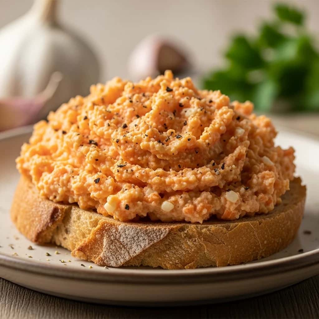 Une bouchée piquante du garde-manger : carottes et poivrons slovaques Tartinade à l'ail (Mrkvová Nátierka s Cesnakom)