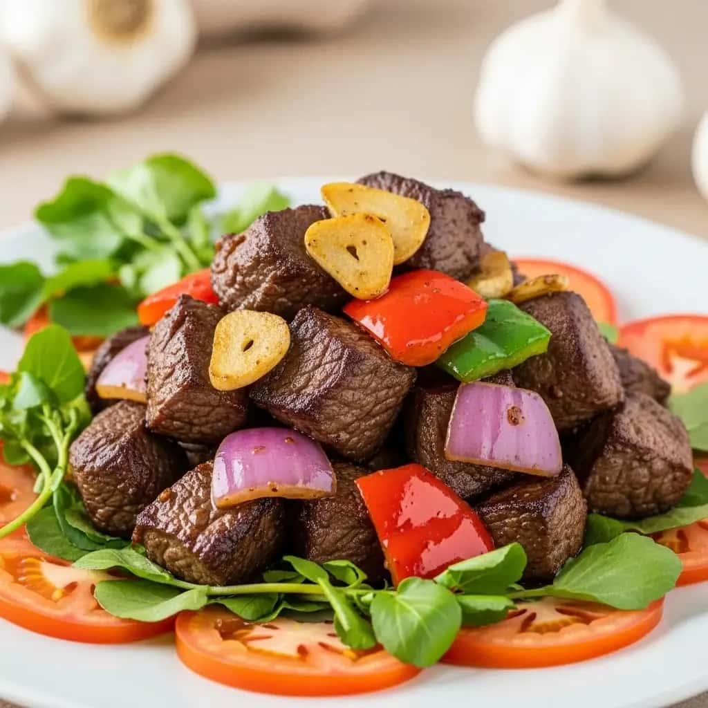 Um sabor de Saigon: "Shaking Beef" escaldante com alho (Bò Lúc Lắc)