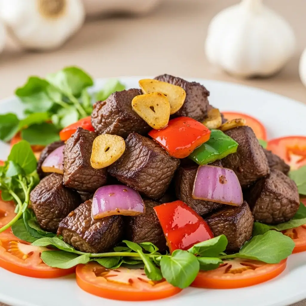 Um sabor de Saigon: "Shaking Beef" escaldante com alho (Bò Lúc Lắc)