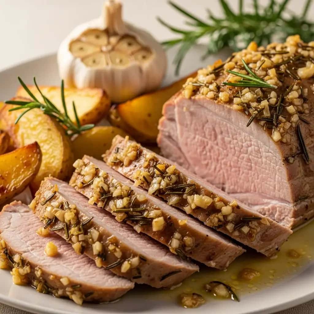 Do interior da Toscana: Alho Aromático & Lombo de Porco com Alecrim (Arista di Maiale al Forno)