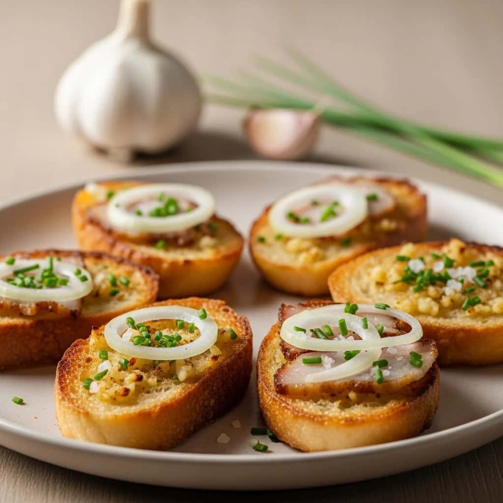 Rustic Garlic & Lard Toasts (Cesnakové Hrianky)