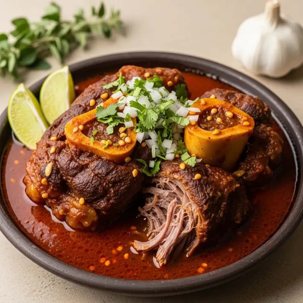 Mexikos herzliche Umarmung: Langsam gegarter Knoblauch & Chilenische Rinderhaxe (Chamberete en Adobo)