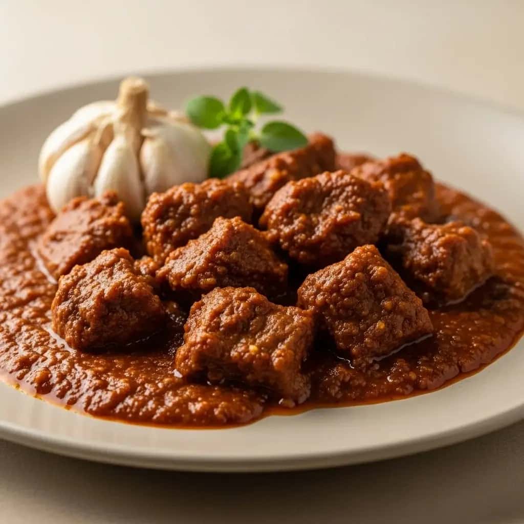 Uma toupeira rústica embebida em alho e Chiles (Mole de Ajo)