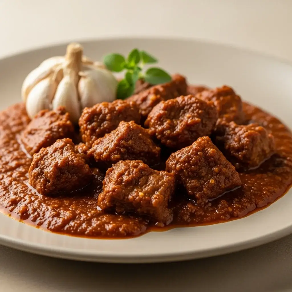 Une taupe rustique imprégnée d'ail et d'ail Chilis (Mole de Ajo)