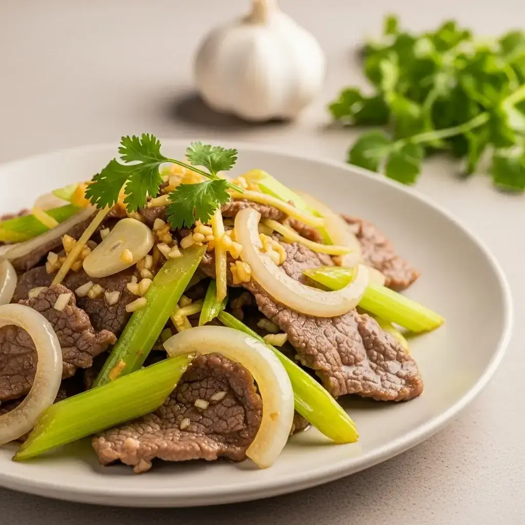 Alho Aromático & Carne salteada com aipo (Thịt Bò Xào Cần Tỏi)