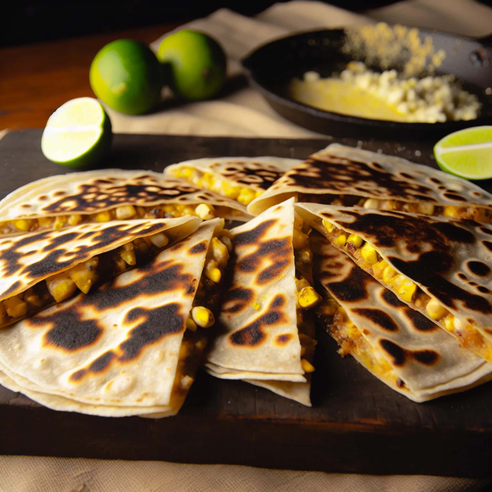 Ouro de Milho Preto: Quesadillas de Pistache com Alho-Huitlacoche