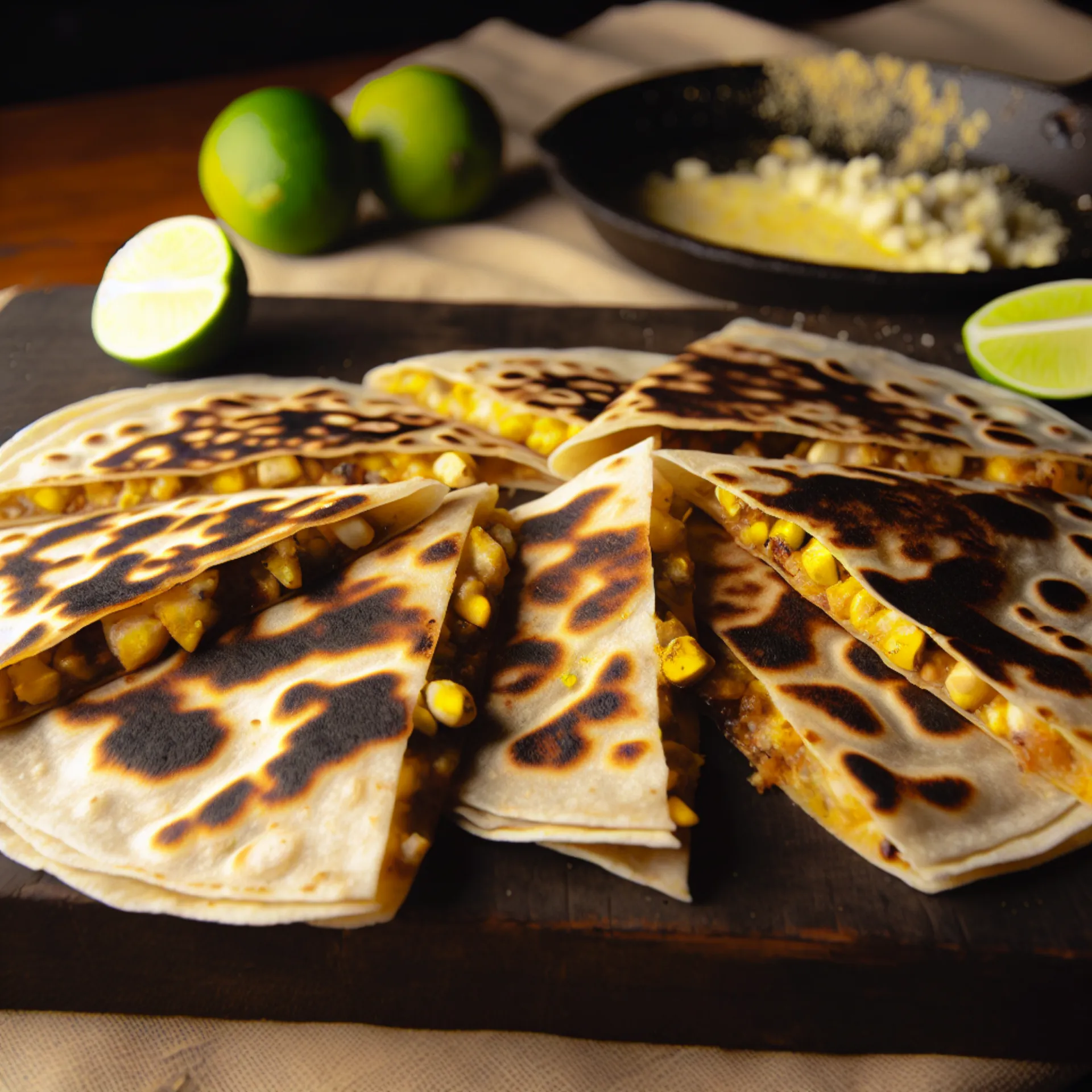 Ouro de Milho Preto: Quesadillas de Pistache com Alho-Huitlacoche
