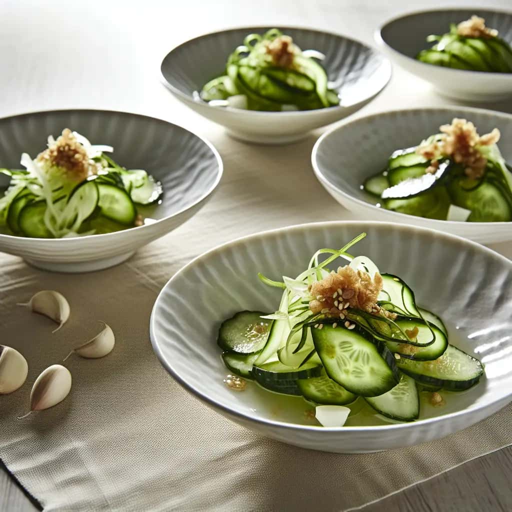 Crisp Myoga & Garlic Sunomono with Shiso