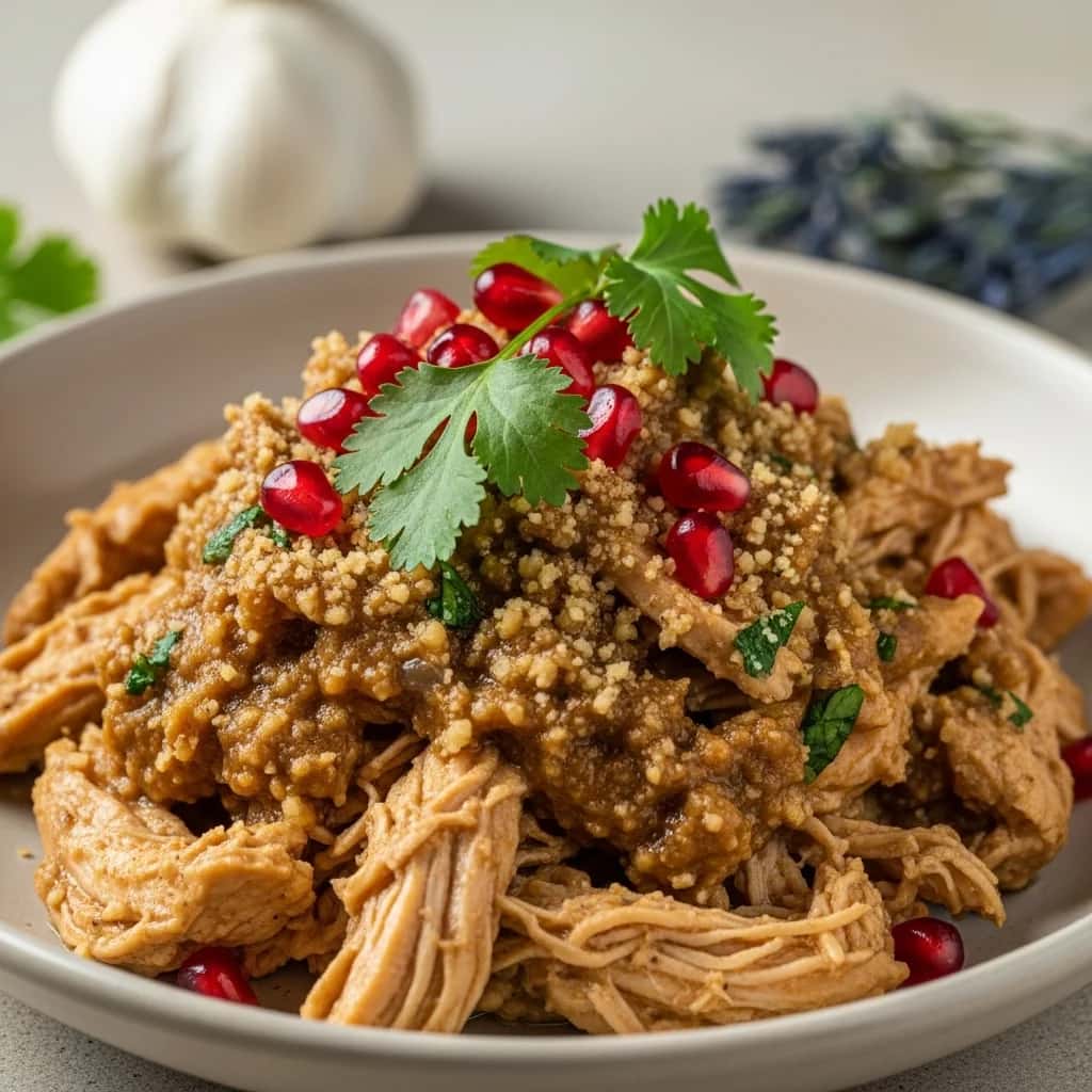 Un clásico festivo: pollo sedoso de Georgia en salsa de nueces y ajo (Satsivi)