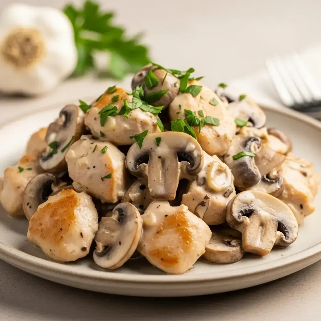 Un héroe entre semana: pollo y crema cremosos de Eslovaquia Salteado de Champiñones con Ajo