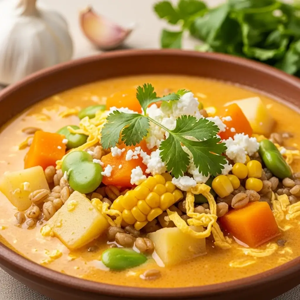 Dos Altos Andes: Uma Farta Baga De Trigo & Sopa de Alho (Chupe de Trigo)
