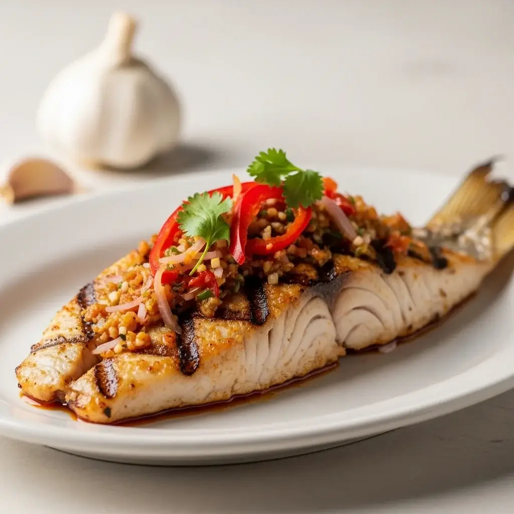 Alho Grelhado & Peixe "abalado" do Chile (Pescado Zarandeado)