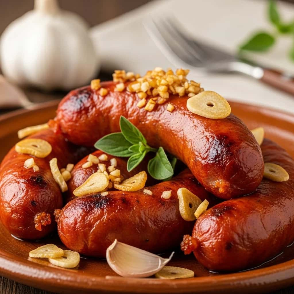 Ein Vorgeschmack auf Yucatán: Hausgemachte rauchige Knoblauchwurst (Longaniza de Valladolid)