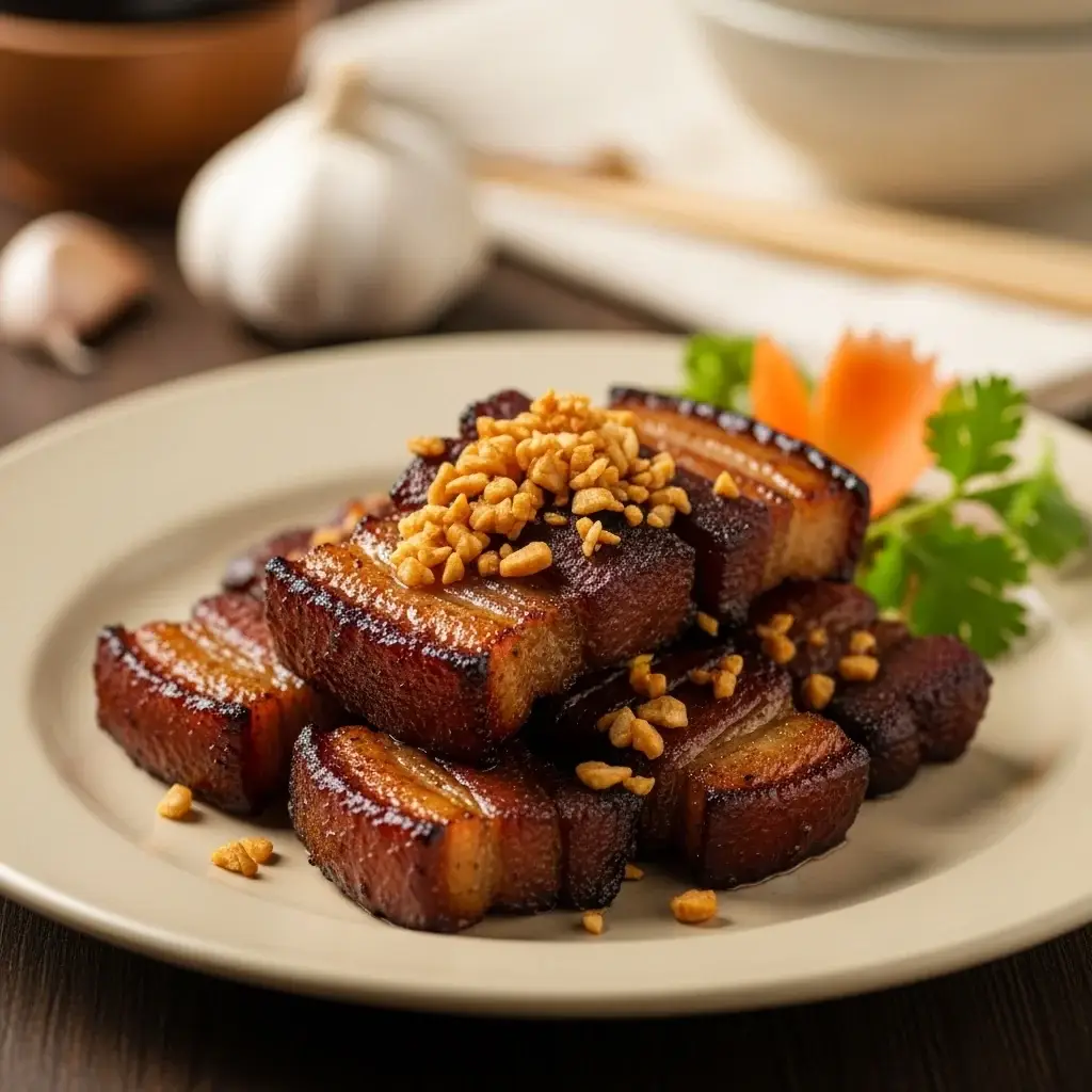 Delicia crujiente de Hanoi: panceta de cerdo vietnamita con ajo quemado (Thịt Ba Rọi Cháy Tỏi)