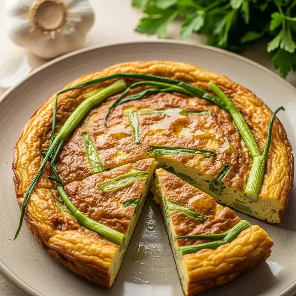 С полей Абруццо: побеги чеснока по-крестьянски Фриттата (Frittata con le Tolle d'Aglio)