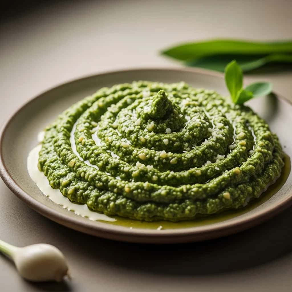 Das florestas eslovacas: um vibrante pesto de alho selvagem (Pesto z Medvedieho Cesnaku)