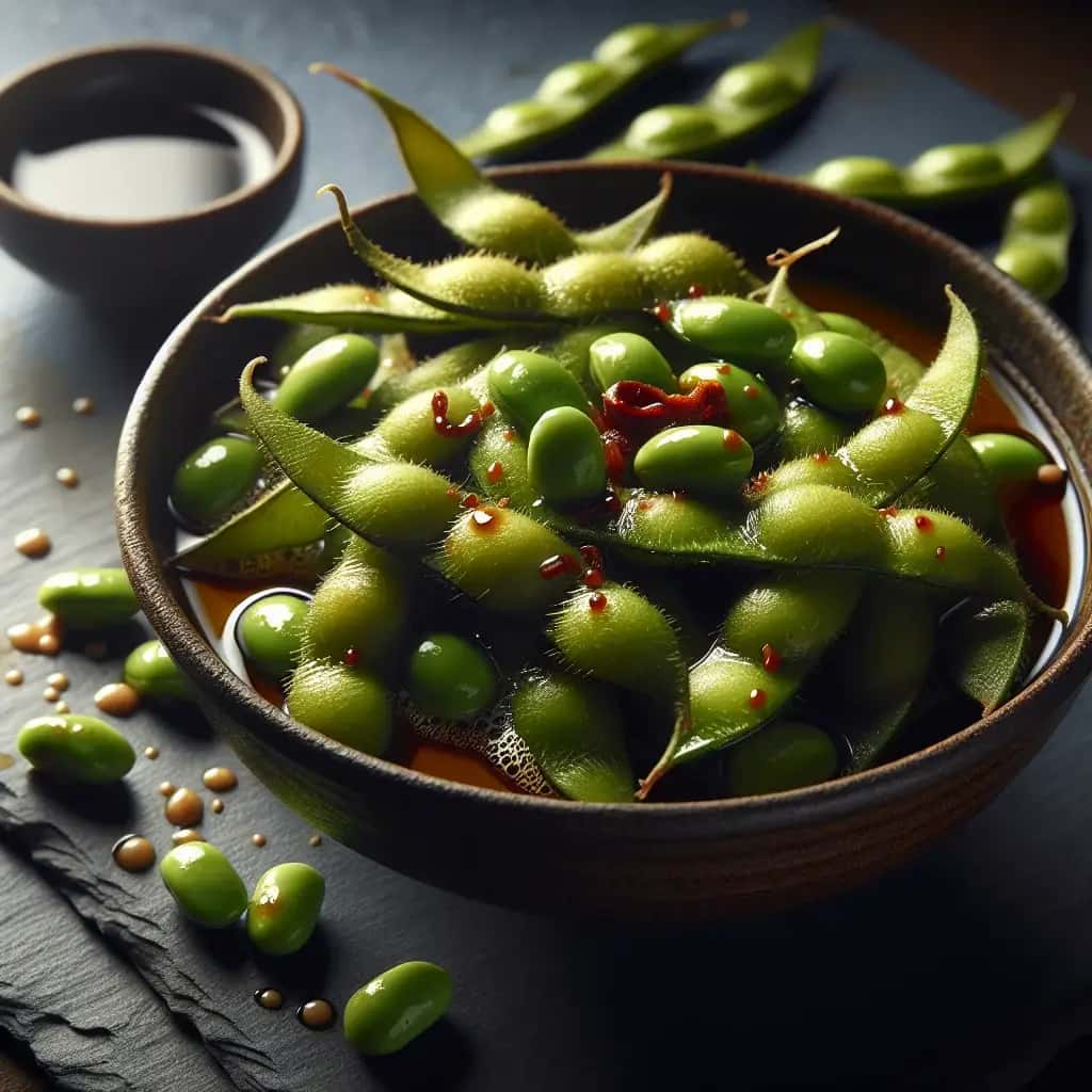 Gemas verdes com alho: molho de soja com manteiga japonesa Edamame