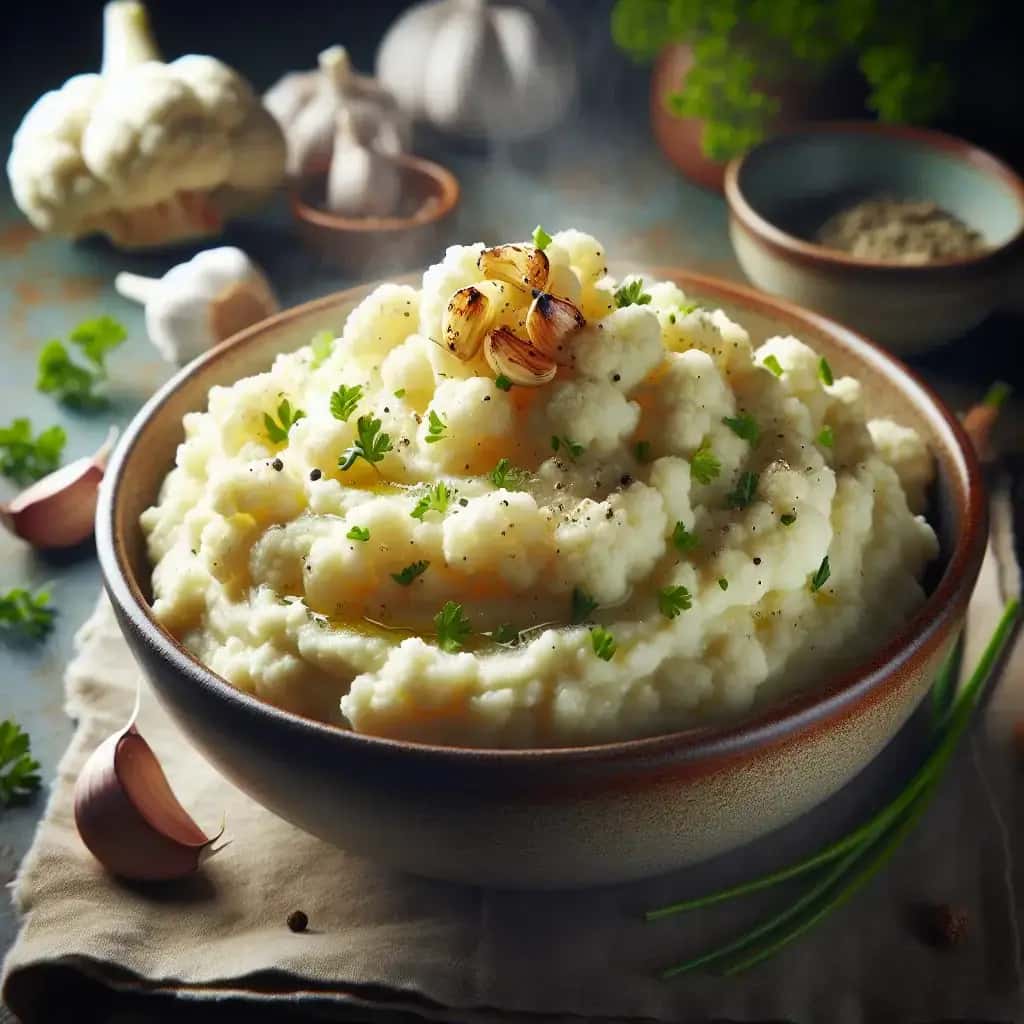 Purée de chou-fleur à l'ail et crémeuse