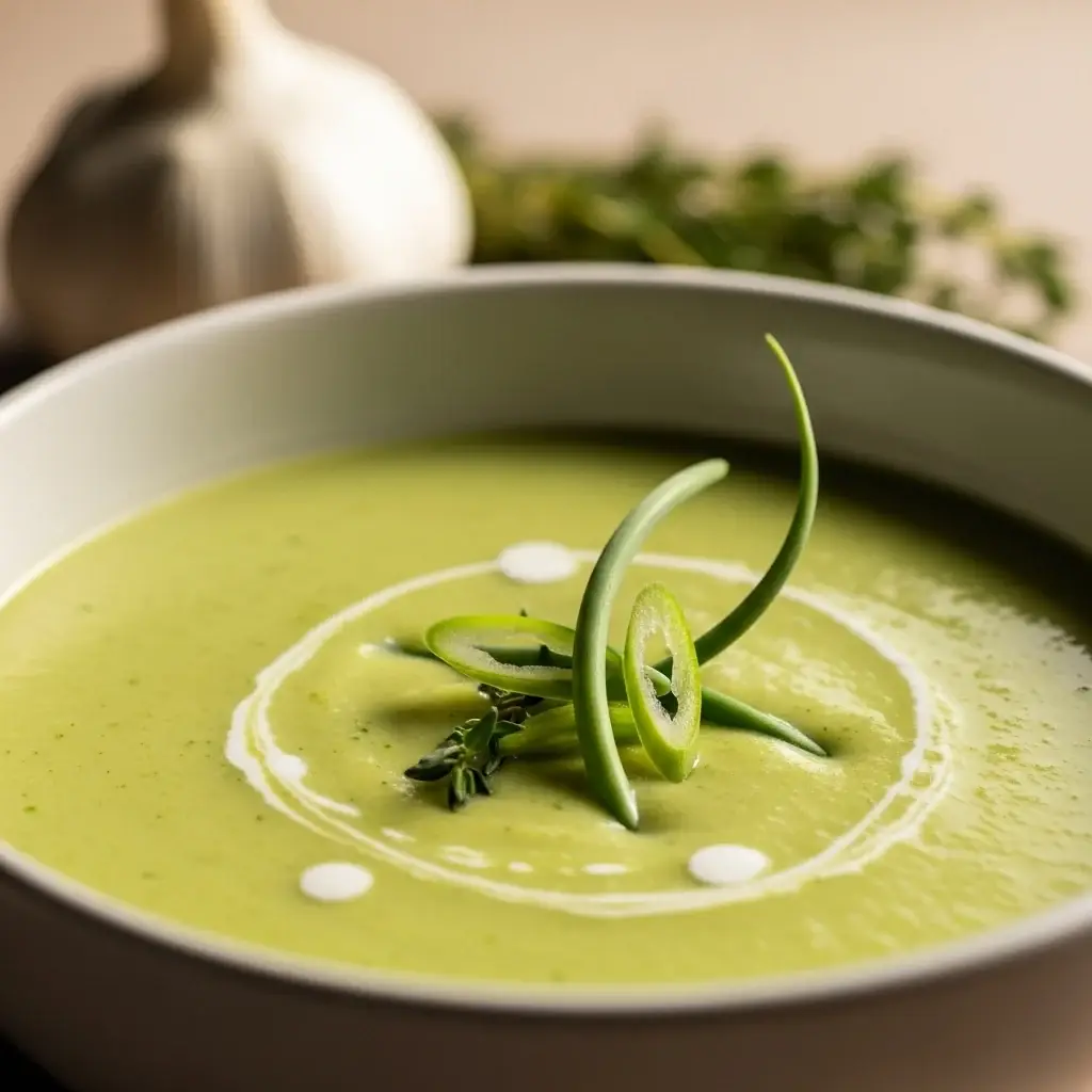 Aus den Feldern von Québec: Ein lebendiges & Cremige Knoblauch-Scape-Suppe