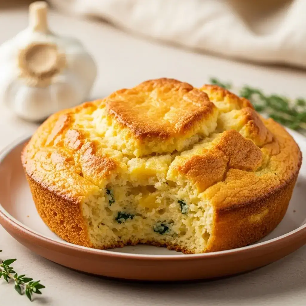 Encanto sureño: un pan de cuchara con ajo esponjoso y con queso