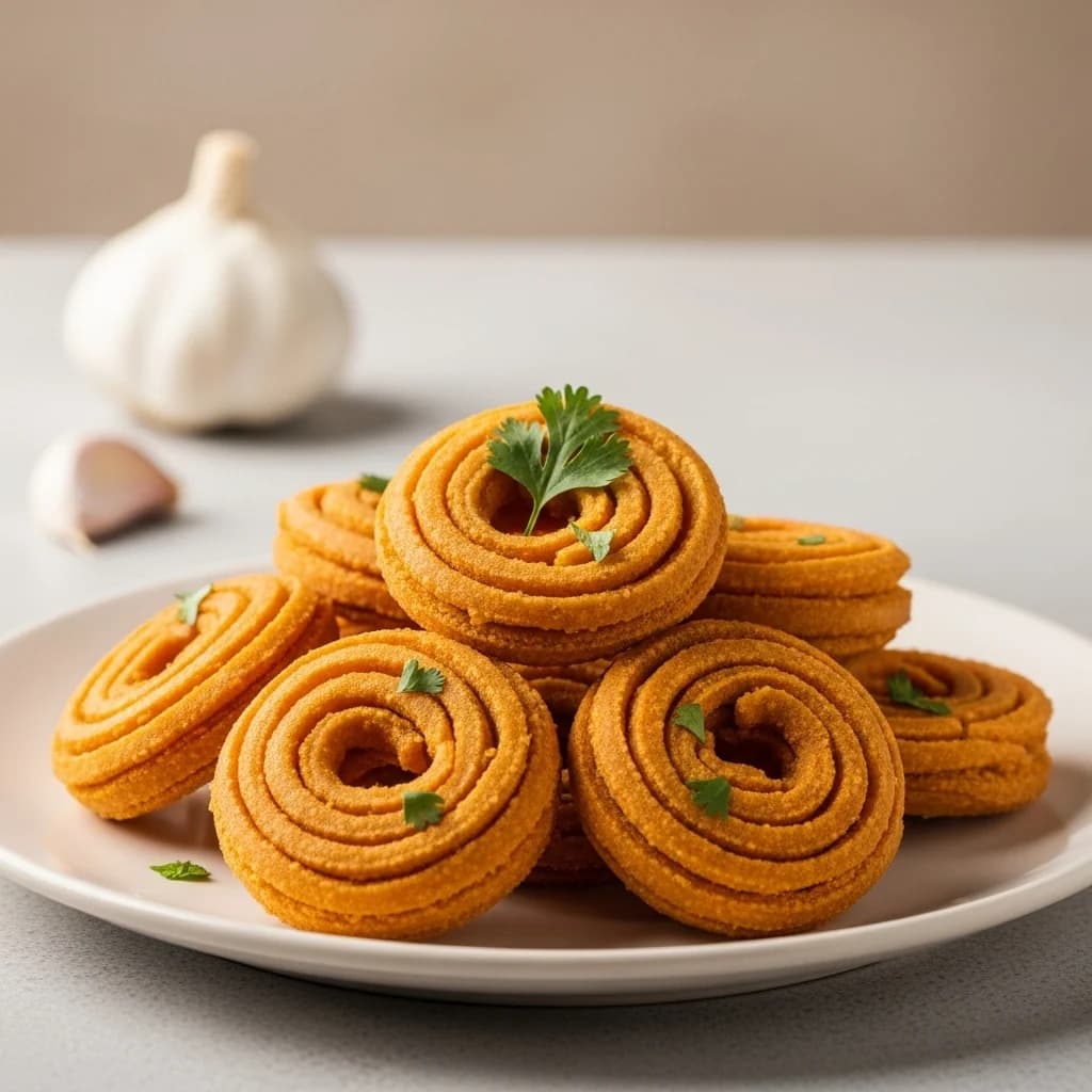 Un crujido del sur de la India: Fiery Garlic Murukku (Poondu Murukku)