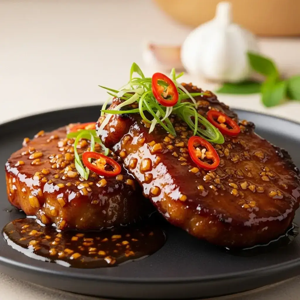 Um gostinho de casa: costeletas de porco com alho doce e salgado do Vietnã (Sườn Cốt Lết Rim Tỏi)