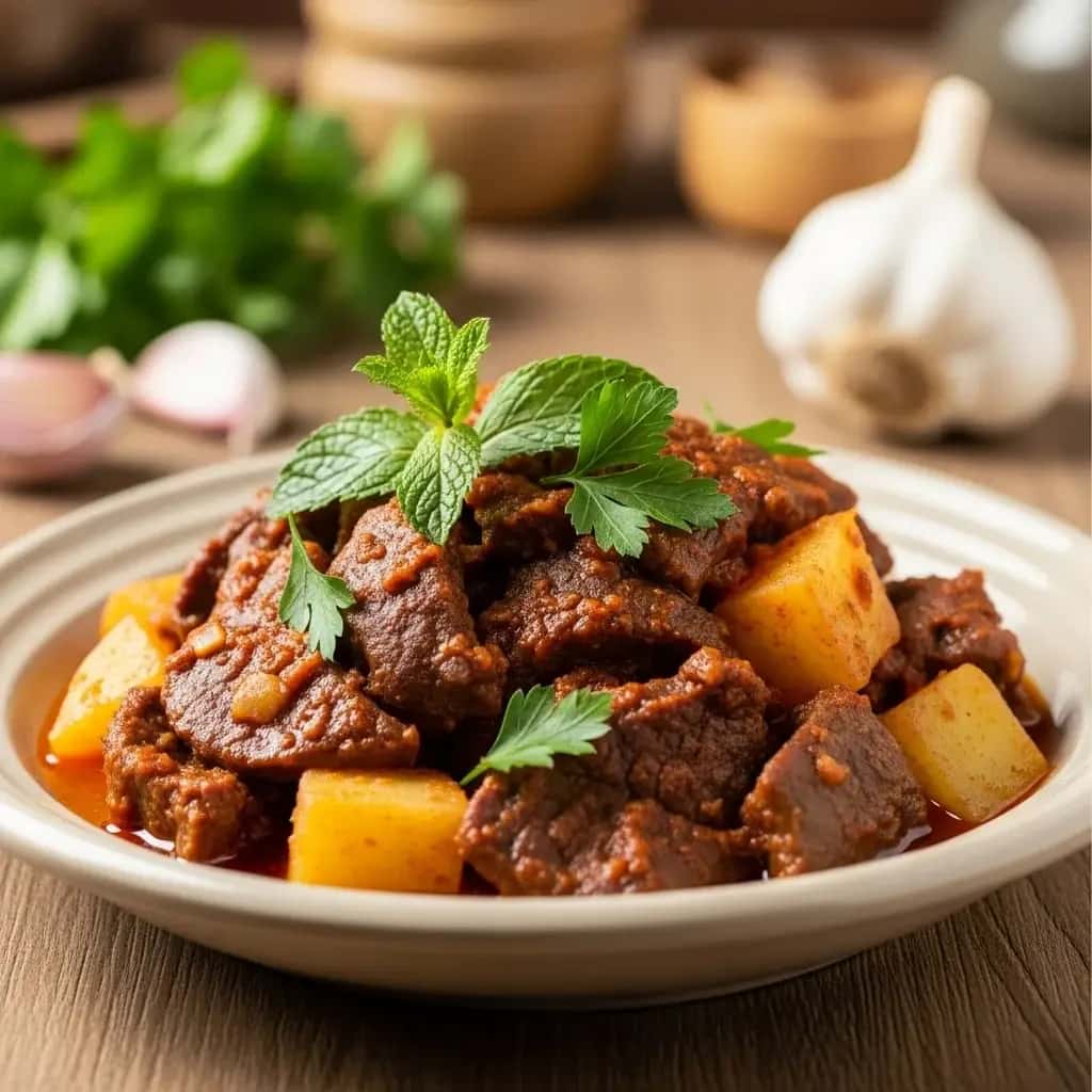 Um saudável pulmão de carne bovina e amp; Ensopado de Batata (Chanfainita)