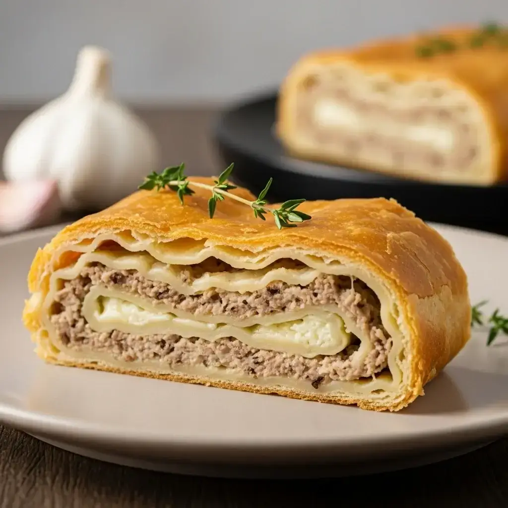 Um strudel com alma saborosa: alho e amp; Pastelaria de Queijo (Cesnakový Závin so Syrom)