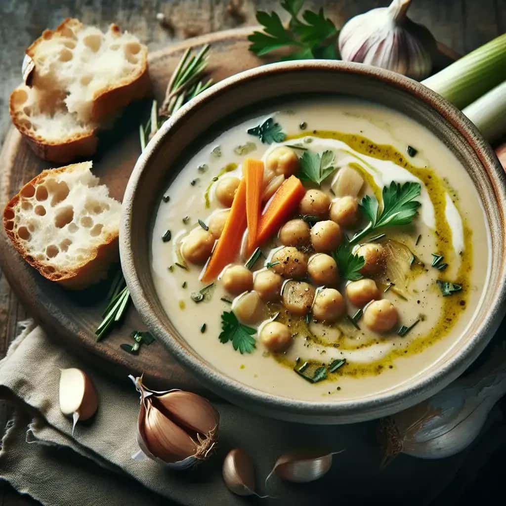 Toskanischer Knoblauchtraum: Cremig gerösteter Knoblauch & Kichererbsensuppe