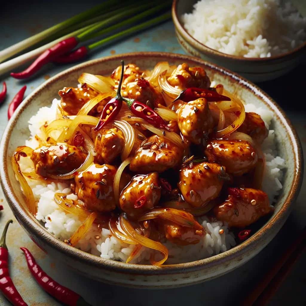 Frango frito com capim-limão ardente e alho