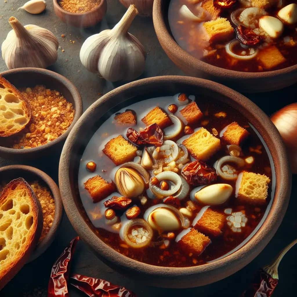 Alho assado mexicano com alma e amp; Sopa Pasilla Chile