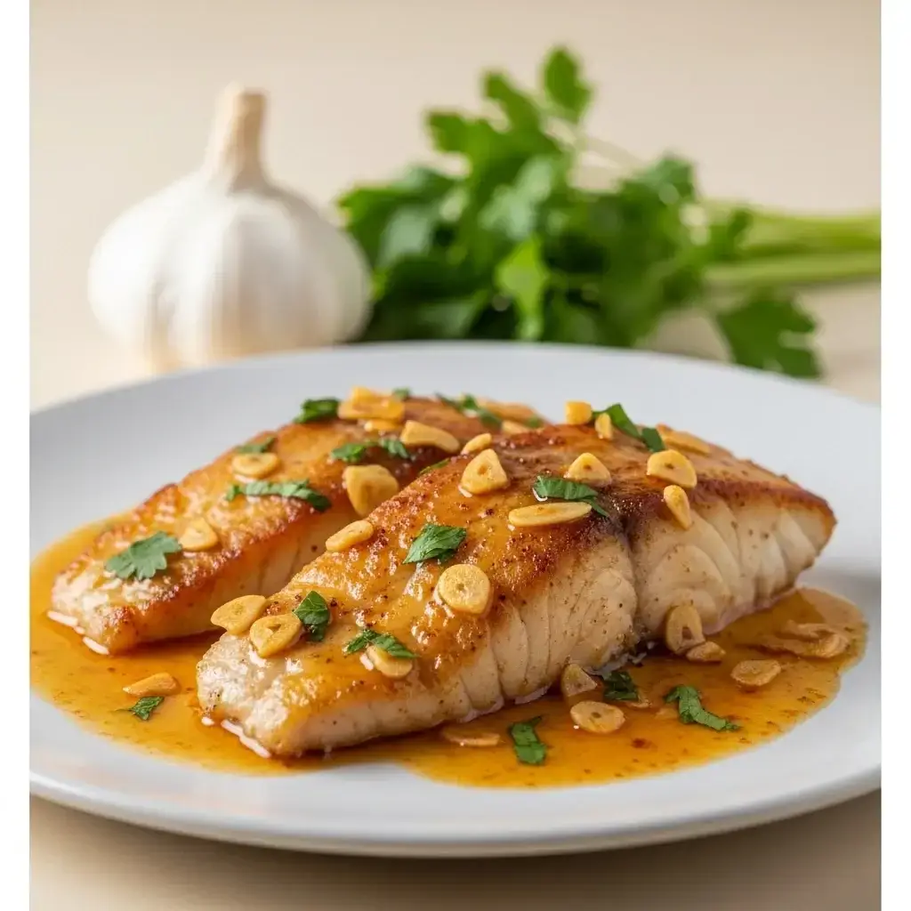 Von der peruanischen Küste: Gebratener Fisch in pikanter Knoblauchbuttersauce (Pescado a la Mantequilla de Ajo)