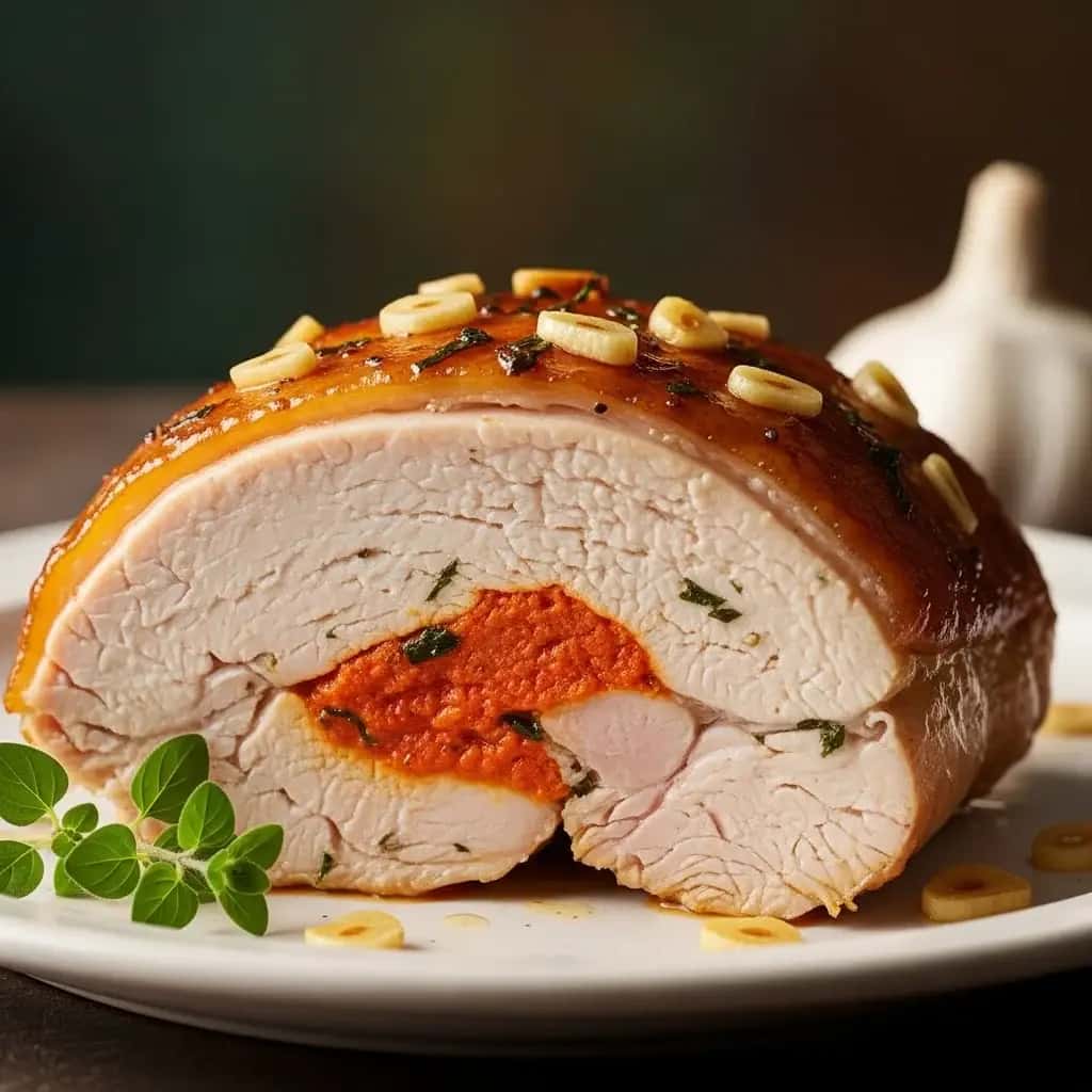 Dos Andes, uma peça central festiva: peru peruano assado com alho (Pavo al Ajo)