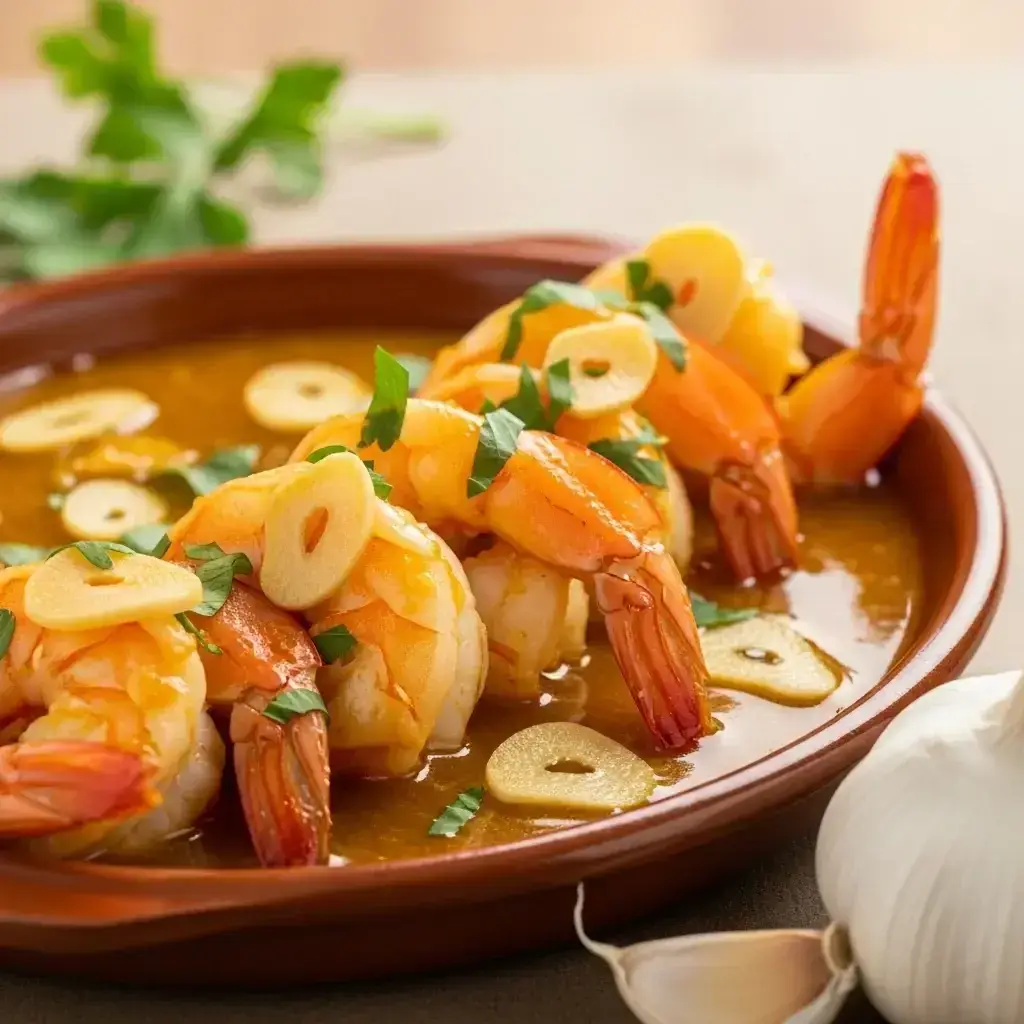 Da costa peruana: Zesty Pisco & Camarão Alho (Camarones al Ajillo)