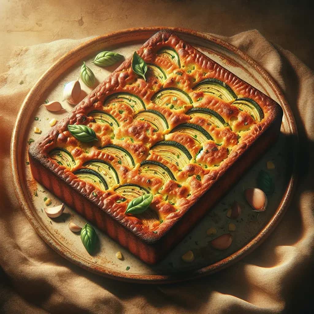 Toskanische Knoblauch-Scarpaccia bei Sonnenuntergang