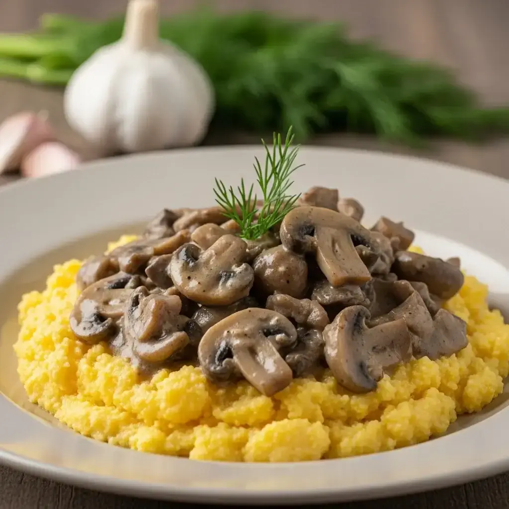 Do campo romeno: ensopado cremoso de cogumelos e alho (Ciulama de Ciuperci)