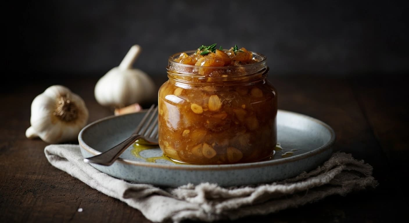 A French Delicacy Sweet and Savory Slow-Cooked Garlic Jam Confiture D'ail