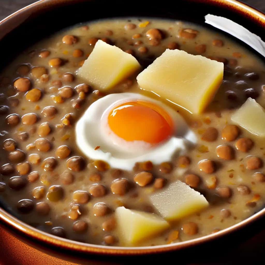 Um sabor saudável de tradição: alho cremoso e amp; Caldo de lentilha (Šošovicový Prívarok)