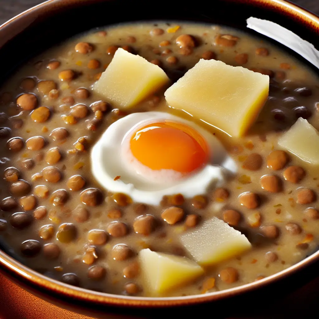 Un rico sabor de la tradición: cremoso ajo y salsa de Eslovaquia Potaje de lentejas (Šošovicový Prívarok)