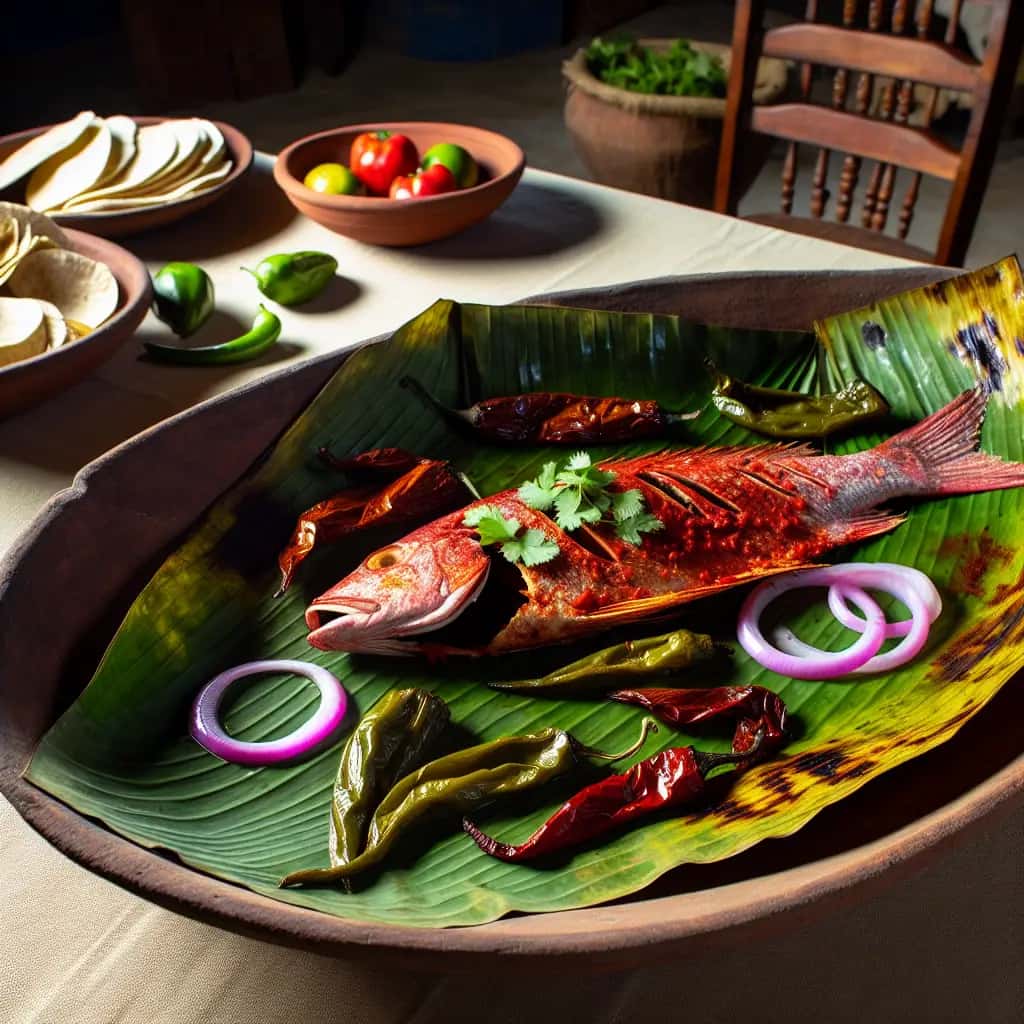 Um tesouro maia: peixe grelhado de Yucatecan com alho e amp; Achiote (Pescado Tikin-Xic)