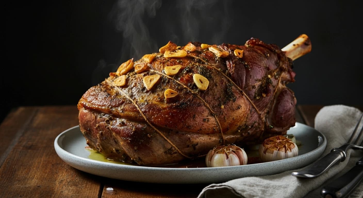 Ein Provenzalischer Osterklassiker: Mit Knoblauch Gespickte Lammkeule (Gigot d'Agneau Piqué à l'Ail)