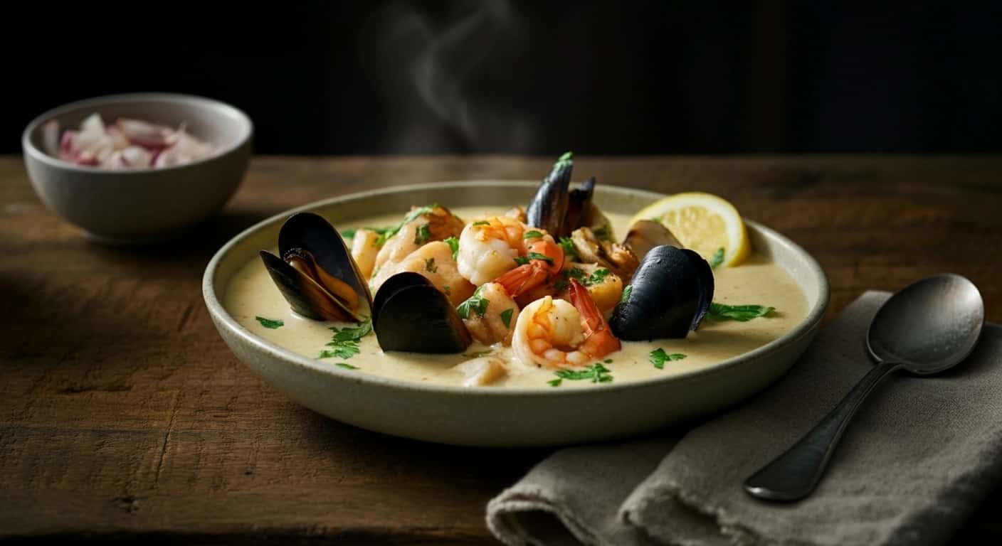 Um Banquete de Dia de São Patrício: Sopa Cremosa de Marisco com Alho