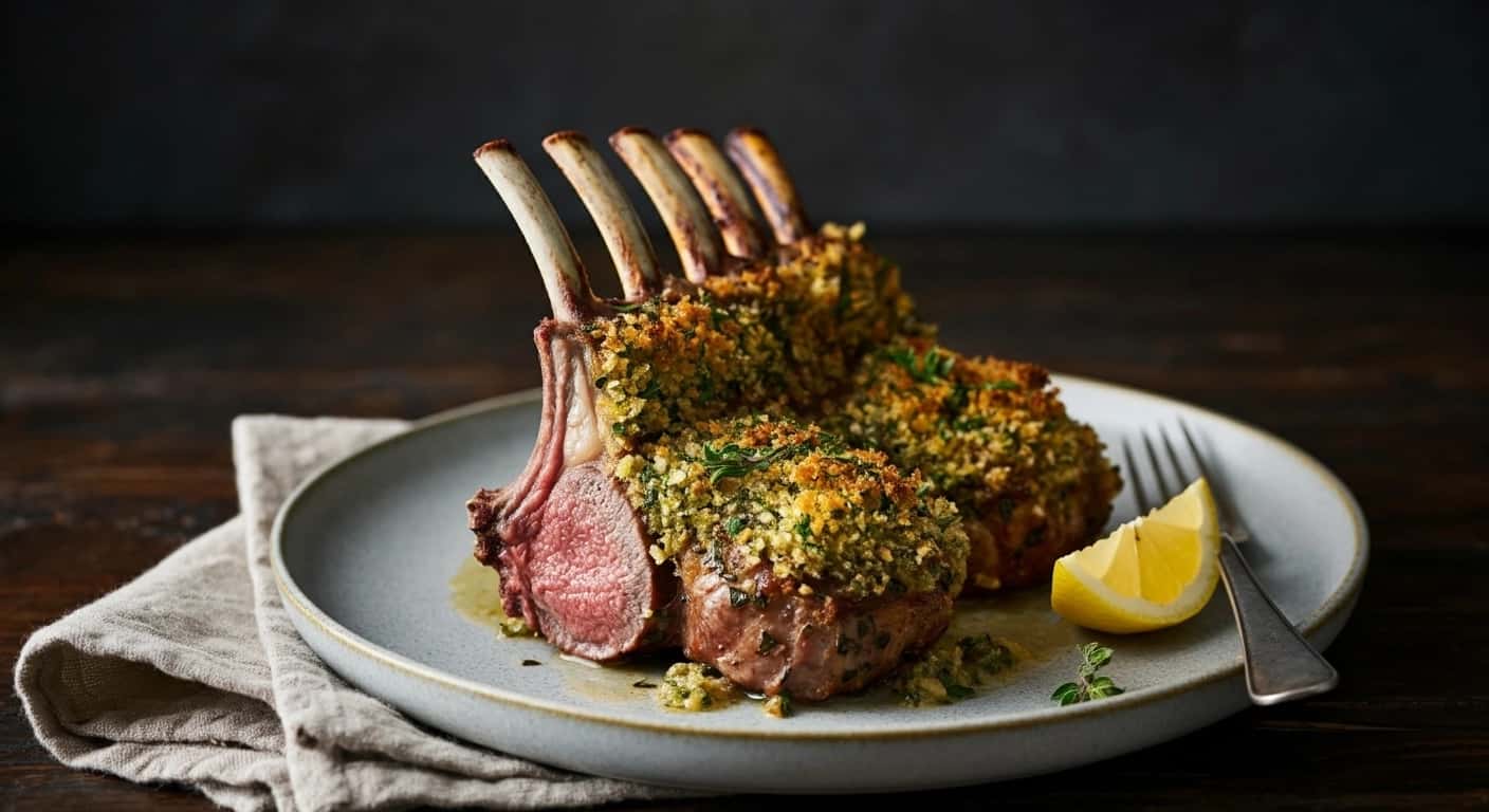 Un Carré d'Agneau en Croûte d'Ail et d'Herbes, la Star de la Saint-Patrick