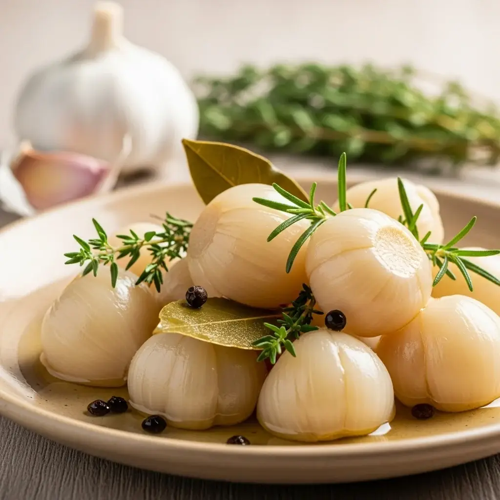 Da Despensa Eslovaca: Alho em Conserva Aromático com Vinho Branco e Alho Branco. Ervas