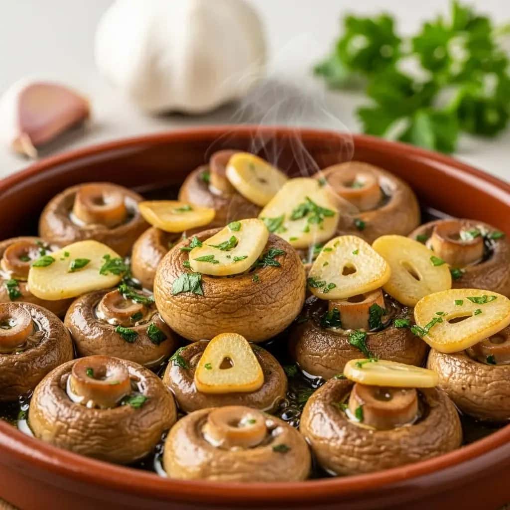 Cogumelos com alho escaldantes (Champi one al Ajillo)
