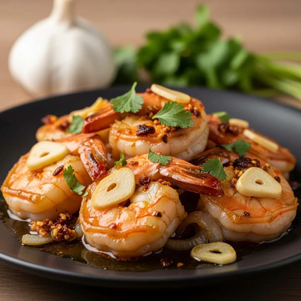 Coastal Mexico's Golden Treasure: Sizzling Mojo de Ajo Shrimp